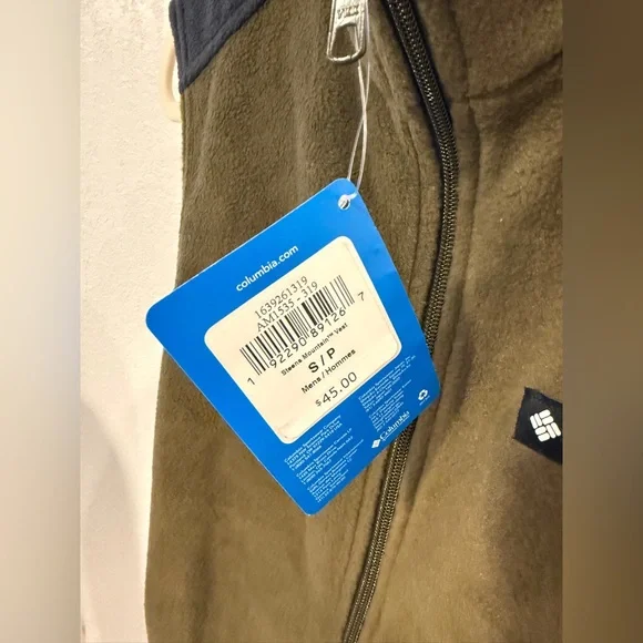 Columbia Men’s Fleece Vest Olive Green Black Size Small NWT Full Zip - Picture 4 of 9